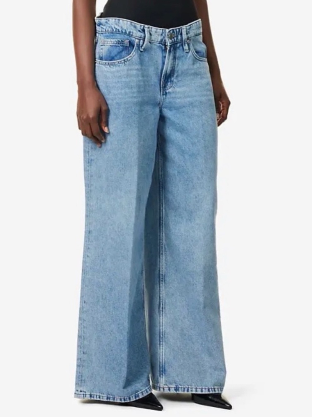 Good American Wide Leg Good Ease Solution Denim Jeans Size 15 - Picture 10 of 12